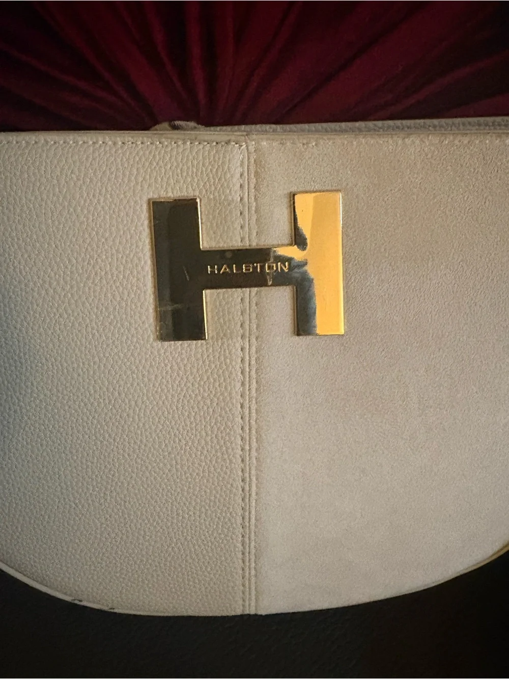 H by Halston Cream Crossbody with Logo Webbing Strap